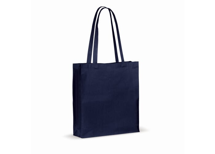 Sac cabas coton recyclé et soufflet 140g personnalisable Bleu foncé